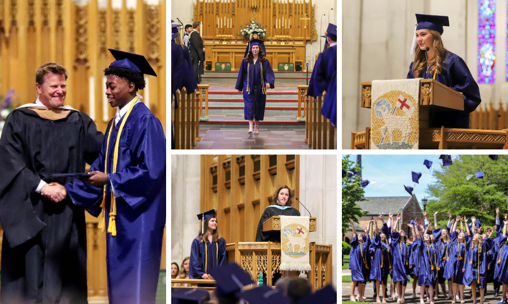Collage of photos from graduation 2024 at Wesley Memorial Church